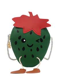 New Cute Red Strawberry Shaped Crossbody Bag, Made Of PU Material With Zipper Closure, Fashionable Fruit Design With Small Daisy Flower Decor, Spring/Summer - Multicolor - View 12