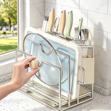 Knife Block Without Knives, With Sharpening Stone And Scissors Slot,Square Knives, Detachable Kitchen - Milky White - View 6
