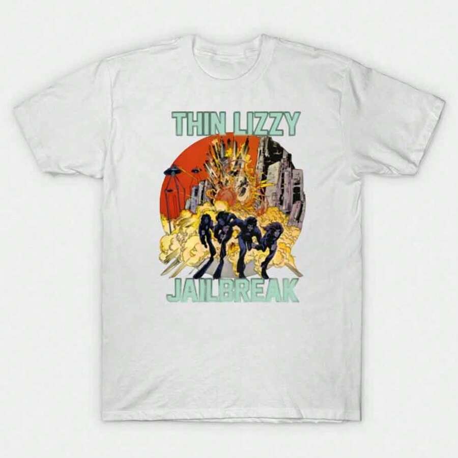 Playera de la Banda de Rock Thin-Lizzy-2, Estilo Urbano Callejero Hip Hop, Estampado Gráfico de Artista, Unisex, playeras de hombre - Blanco - Ver 1