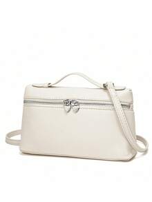 Dedoo Solid Color Lychee Texture PU Square Women's Crossbody Bag Small Wallet Daily Fashion Accessory (With Gift Bags) - White - View 3