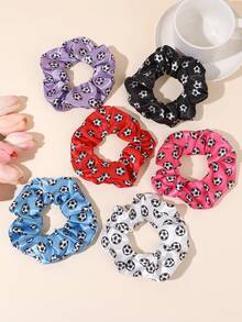 6pcs/1pc Colorful Sports Style Football Hair Ties, High Elasticity Satin Headbands, Versatile Hair Accessories Gift For Girls And Teens - Multicolor - View 3