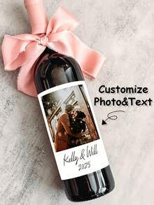Pegatinas personalizadas para botellas de vino con foto, etiquetas personalizadas, pegatinas cuadradas, regalo romántico ideal para cumpleaños, Día del Maestro, Día de San Valentín, Día de la Madre, Día del Padre, fiesta o aniversario, regalo para parejas, mejor regalo para familia, novia, novio, dama de honor, colega, amigo, set DIY - Multicolor - Ver 4