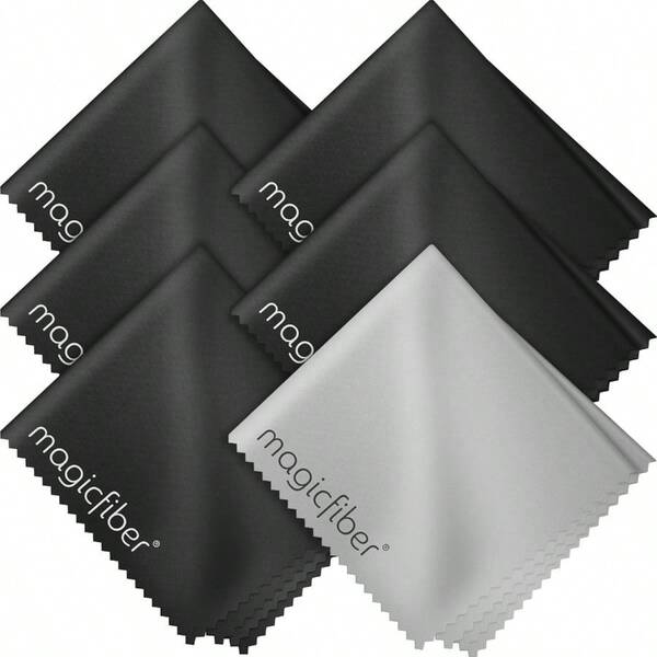 6 Pack) MagicFiber Microfiber Cleaning Cloths - For All LCD Screens, Tablets, Lenses, and Other Delicate Surfaces (5 Black and 1 Grey 6x7")