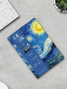 Carnet à reliure apparente avec peinture à l'huile de la Nuit étoilée de Van Gogh, pages intérieures blanches épaisses sans bavure, carnet de poche portable, bloc-notes de croquis et de gribouillage artistique, cadeau créatif, fournitures scolaires - multicolore - Voir 4
