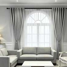 1PC Punched Style Minimalist Silver-Gray Curtain For Bedroom And Balcony Blackout Modern Style Fabric Curtain - Multicolor - View 6