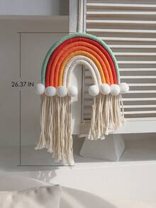 1pc Rainbow Woven Bohemian Style Multicolor Macrame Arch Wall Hanging Decor, Bedroom Room Decoration, Cozy Matching Hanging Ornament, Comfortable Space Photo Backdrop Prop, Bay Window Decoration - A - View 12