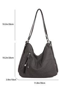 Mochila de gran capacidad estilo coreano, nuevo bolso bandolera, bolso de hombro tipo tote versátil y de moda para ir al trabajo - Negro - Ver 3