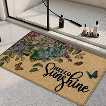1 pieza, Decoración del hogar, Estampado de patrón floral, Alfombra de cocina de lino, Tapete de cocina, Tapete de piso, Tapete de baño, Tapete de puerta, Impresión 3D rectangular, Adecuado para sala de estar, dormitorio, pasillo, baño, lavandería - Alfombra de poliéster, Adecuado para decoración del hogar interior y exterior - Multicolor - Ver 2