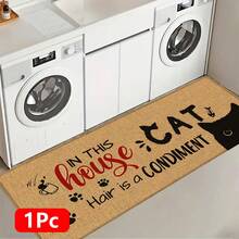 1pc, Home Decor, Cat Pattern Print, Linen Kitchen Rug, Kitchen Mat, Floor Mat, Bathroom Mat, Door Mat, 3D Print Rectangular, Suitable For Living Room, Bedroom, Hallway, Bathroom, Laundry Room - Polyester Carpet, Suitable For Indoor And Outdoor Home Decor - Multicolor - View 13