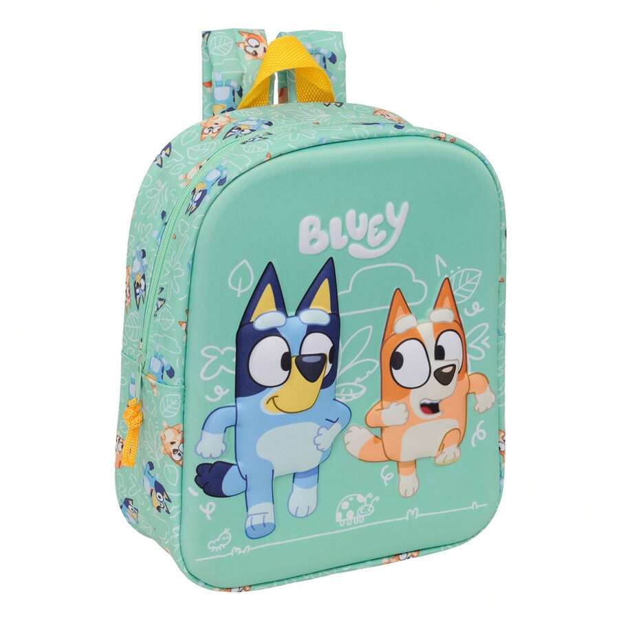 Safta Mochila Guardería 3D Bluey para Niños y Niñas 22x27x10 Cm (5,9 Litros) - Mochila Infantil Talla Única con Compartimento Principal con Cremallera y Asa Superior, Ideal Escuela y Regalo - Guardería - Ver 1