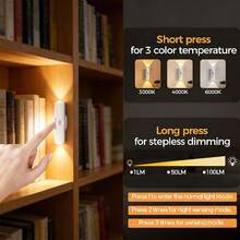 1/2 入 RGB 智能感應壁燈，USB 充電式感應夜燈，可調光 LED 自動開關，音樂同步播放，磁吸安裝，白色現代設計，適合臥室、走廊、樓梯、派對裝飾 - 彩色 - 查看 10