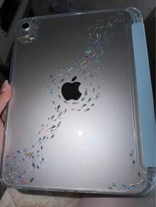 1pc Holographic Laser Fish Decorative Sticker, Self-Adhesive Material, Gradient Fish School With Sparkling Bubble Elements, Clear Ocean Style. Suitable For Collage, Phone Case Decoration, Water Bottle Sticker, Notebook Embellishment, Compatible With Various Handmade DIY Creations, Creating A Dreamy Shimmering Visual Effect. - Iridescent Laser Fish - View 3