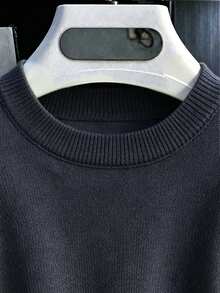 Men's Casual Versatile Solid Color Short Sleeve Knit Top, Suitable For Daily Wear And Commuting - Dark Grey - View 5