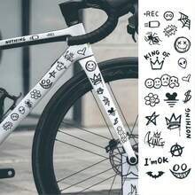 A Set Of 22pcs, Graffiti Kit, Bicycle Frame Protective Stickers - Cartoon Mountain And Road Front Fork Protective Film, Suitable For Motorcycles And Bicycles, Cool Car Decoration UV Stickers And Decals - A - View 1