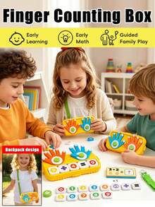 1 pieza Juguete de aprendizaje de matemáticas de conteo de dedos para niños, ayuda de enseñanza de suma y resta para preescolares de 3+ años, con caja de almacenamiento, bloques de conteo Montessori portátiles, correa ajustable para el hombro, gancho y bucle duraderos, desarrolla el sentido numérico y el pensamiento computacional - Multicolor - Ver 2