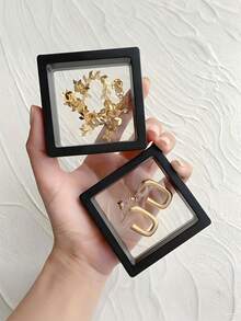 1/10pcs Transparent PE Film Jewelry Display Box, Dust-Proof Anti-Oxidation Jewelry Storage Box, Floating Frame Jewelry Organizer Box - Multicolor - View 9