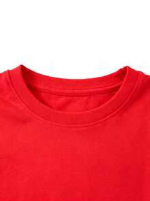 Camiseta de manga corta de moda con estampado divertido de papas fritas para niños y niñas, prenda superior con estampado divertido de papas fritas, moderna y peculiar, versátil para - Rojo - Ver 2
