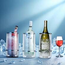 Double-Layer Hollow Ice Bucket, Anti-Freeze Insulation Design, Long-Lasting Cold Retention, Suitable For Home Parties And Outdoor Use, Portable Beverage And Wine Cooling Bucket, Leak-Proof, Keeps Ice Frozen For Hours - Multicolor - View 2