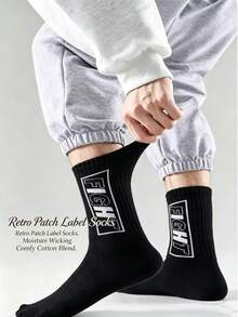 1/3/5 Pairs American FIGHT Letter Contrast Print 4-Way High Elastic Ribbed Men's Mid-CalfSocks, Breathable Moisture-Wicking Odor-Resistant Cushioned Durable Sports Socks, Street Hip-Hop Basketball Skateboard Fitness Jogging Sweatpants Jeans Casual Socks - Multicolor - View 5
