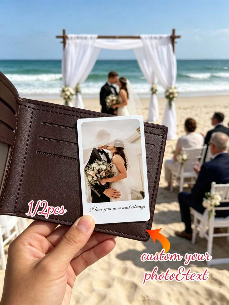 1/2Pcs Custom Wallet Insert Card, Personalized Photo & Love Message Card, Engraved Photo Keepsake, Anniversary Gift For Him, Father's Day Gift