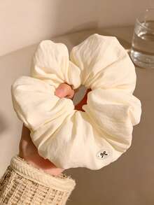 2pcs Oversized Cream White Cloud Scrunchies For Women, Premium Versatile Hair Accessories Hair Ties Ponytail Elastics Rubber Bands - Multicolor - View 5