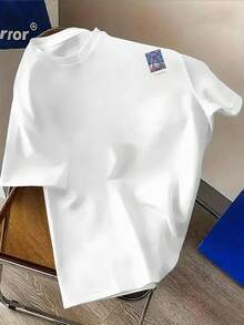 Camiseta de moda para hombre en tallas grandes (1XL-5XL) con diseño creativo de la palabra únez - cómoda para todas las estaciones, corte holgado, diseño estampado a doble cara, material - Negro - Ver 3