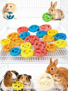 Happy Little Pet Rabbit Hamster Teeth Grinding Toy, Exquisite Luffa Crown Teeth Grinding Toy, Handmade Material Toy, Small Pet Toy, Birthday/Holiday Gift - View 2