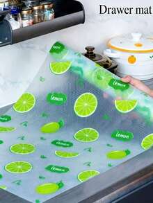 4er Set wasserdichte Kühlschrankmatten feuchtigkeitsabweisend, rutschfest, waschbar, wiederverwendbar. Hergestellt aus EVA-Material mit neuem Zitronenmuster. Geeignet für Kühlschrank und Küchendekoration, Fußmatten, personalisierte Geschenke, Küchenessentials, Werkzeuge, Küchengeräte, Küchenzubehör, Sushi, Kochen, Küche, Küchenzubehör, Küchenzubehör. - Verschiedenfarbig - Übersicht 7