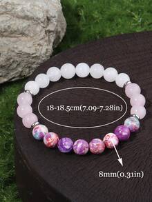 YAUKIA 8mm Rose Quartz Love Beaded Bracelet , Romotes Love , Commitment And Compassion , Yoga Meditation Jewelry , Suitable For Seaside Travel , Beach - Multicolor - View 4