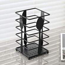 Lightweight & Space-Saving Metal Cutlery Organizer, Fork Motif Design, Easy Clean & Quick Dry Utensil Holder For Countertop, Sink Side & Dining Table Storage - View 2