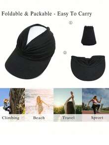1 pieza Sombrero de playa con protección solar para mujer, sombrero de sol para deportes al aire libre para mujer, sombrero hueco, adecuado para deportes, playa, golf, senderismo - Multicolor - Ver 3