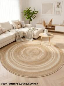 1pc Summer New Arrival, Natural Wood Style Beige Brown Gradient Round Rug, Water-Absorbent Soft Skin-Friendly Carpet, Summer Hot-Selling Decorative Mat, Decorative Rug, Bedroom Decor, Small Rug, Carpet, Home Decor, Living Room Rug, Living Room Small Rug, Bedroom Rug, Living Room Home Decor, Outdoor Rug, Washable Carpet - Multicolor - View 16