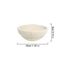 1個圓形藤編麵包發酵籃附內襯，酸種麵包烘焙籃，手工麵包發酵籃，天然藤條材質，適用於酸種與酵母烘焙，職人烘焙工具 - 白色 - 查看 16