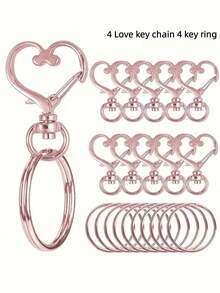20/80pcs Heart Shaped Rotating Hooks With Key Rings - (Keychain + Key Ring) Keychain Making Accessories, Jewelry Making Accessories, DIY Handmade, Jewelry - Multicolor - View 16