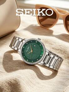 Seiko 精工 ALBA 女士石英表，闪亮表盘搭配水晶表圈，不锈钢表带，优雅正装表，适合派对和日常佩戴，完美的 情人节礼物 AH7W27X1 - AH7W27X1 - 查看 5