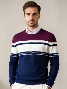 Men's Crew Neck Sweater Soft Casual Sweaters For Men Classic Pullover Sweaters With Ribbing Edge - 彩色 - 查看 4