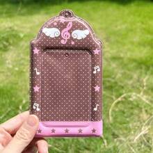 1pc Cute Strawberry Music Note Photo Card Holder, Asymmetrical Transparent PVC Card Sleeve With Beaded Lanyard, Suitable For Collecting Photo Cards - Multicolor - View 3