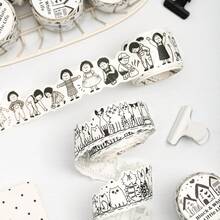1 Rolle 2m Schwarz & Weiß minimalistisches Lebensmotto Washi Tape, kreative ästhetische Aufkleber, DIY Dekorations-Collage-Bastelmaterialien, Feiertagsgeschenk, personalisierte Sammelalbum-Schulmaterialien, Schulbedarf - W.P. - Übersicht 4