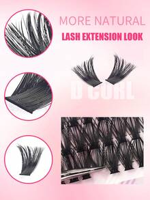 608pcs D-Curl Lightweight Cat Eye Style Slanted Fox Tail Cartoon Anime DIY Eyelash Set, Multi-Density Long-Lasting Comfortable Reusable Feather Texture Eyelash Clusters, Suitable For Daily Commute, Vacation, Holiday And Other Occasions - Multicolor - View 7