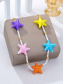 1pc Ocean Series Vacation Dopamine Starfish Beaded Waist Chain Women's Vacation Travel Outfit Accessory - Multicolor - View 3