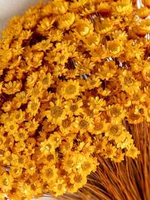 30/60/100/200pcs Artificial Brazilian Star Flower, Mini Daisy Chamomile Bouquet For Wedding Floral Decoration, Home Decor, Valentine's Day Gift - Yellow Orange - View 1