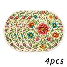 1/2/4/6/8/300pcs Minimalist Abstract Floral Pattern Luxury Placemats, Machine Washable Polyester Material, Heat-Resistant, Stain-Resistant, Waterproof And Easy To Clean, Suitable For Party And Kitchen Decor - Multicolor - View 25