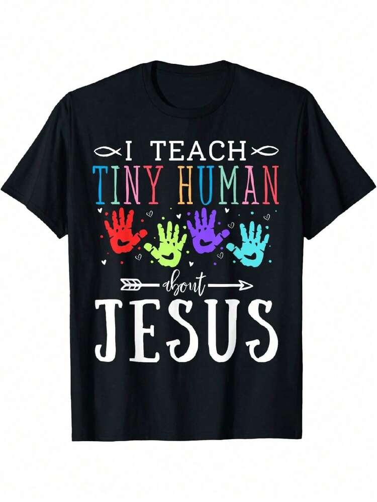 Fun T-Shirt With A Footprint Design. Comfortable And Practical, Perfect For Teachers In Religious Settings. - Black - View 1