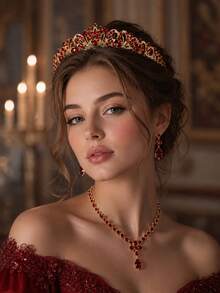 KOVLYNE 1Pc Gold Filigree Rhinestone Bridal Tiara - Curved Crystal Half Crown Headband, Styling Supplies For Wedding, Prom & Formal Party ﻿ - Multicolor - View 3