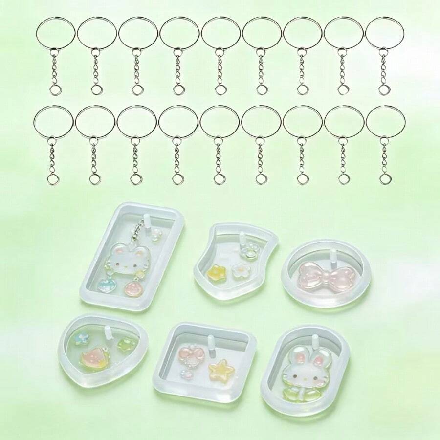 6/15/24pcs Crystal Resin Molds DIY Customizable Niche Jewelry Pattern Ornaments, Keychain, Backpack Pendant, Suitable As Gift - Mould - View 1