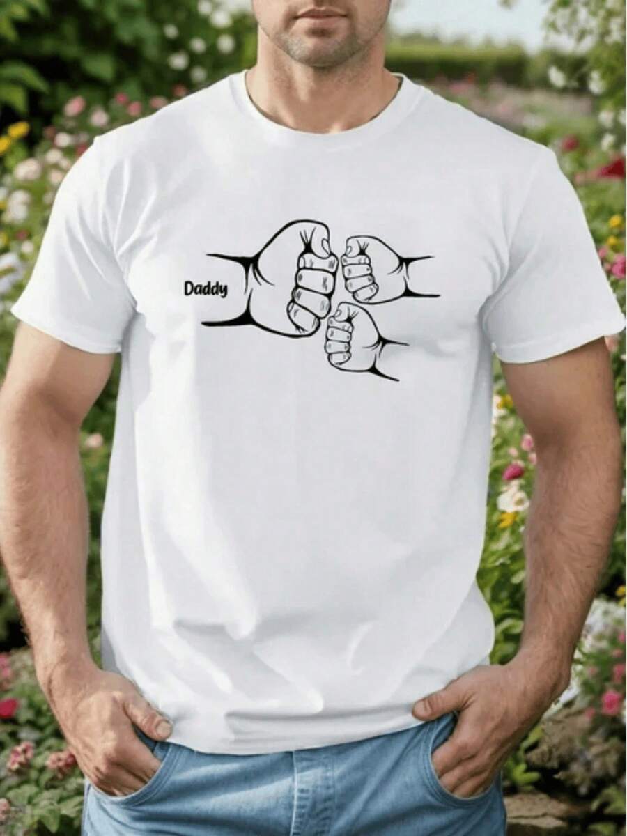 Summer Men's Crew Neck T-Shirts Gym Leisure Vacation High Quality Men's Shirts Fashionable Prints Festival Sweatshirt Men's Sets Gifts For Men - 白色 - 查看 1