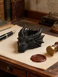 This Gothic Style Dragon Head Jewelry Tray Is A Dark Theme Desktop Ornament, Serving As Both A Practical Desktop Organizer And A Cool Decorative Piece, 3D Printed - New Model - View 3