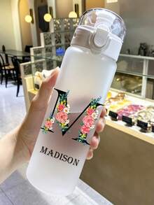 1PC 26oz/780ml Personalized Minimalist Optional Surname Initial Name Water Bottle - Customizable Name LOGO Plastic Drinkware, Hand Wash, Lightweight, Round, Suitable For Running And Sports, First Day Of School, Back To School Gift, Party, Travel, School Water Bottle, Ideal Gift For Birthday, Graduation, Boys, Girls, Teens - Multicolor - View 6