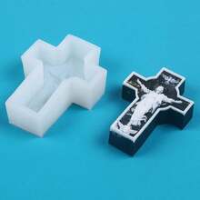 Floral Cross Shaped Silicone Mold For DIY Handmade Aromatherapy Candles, Plaster, Resin Home Decor Ornaments - Cross - View 4