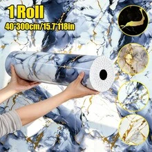 Brodark 1捲 40*300/1000cm 自黏式亮面奢華金大理石瓷磚牆貼,泡棉撕貼式大理石牆貼 - 防水、防潮、易撕牆貼,適用於居家、廚房、浴室、背景牆、辦公室、商店裝飾等,無縫邊緣精準拼接,牆面覆蓋,公寓裝飾,廚房翻新,家居裝飾材料,懸掛裝飾瓷磚 - 40*300cm/15.7*118in - 查看 4